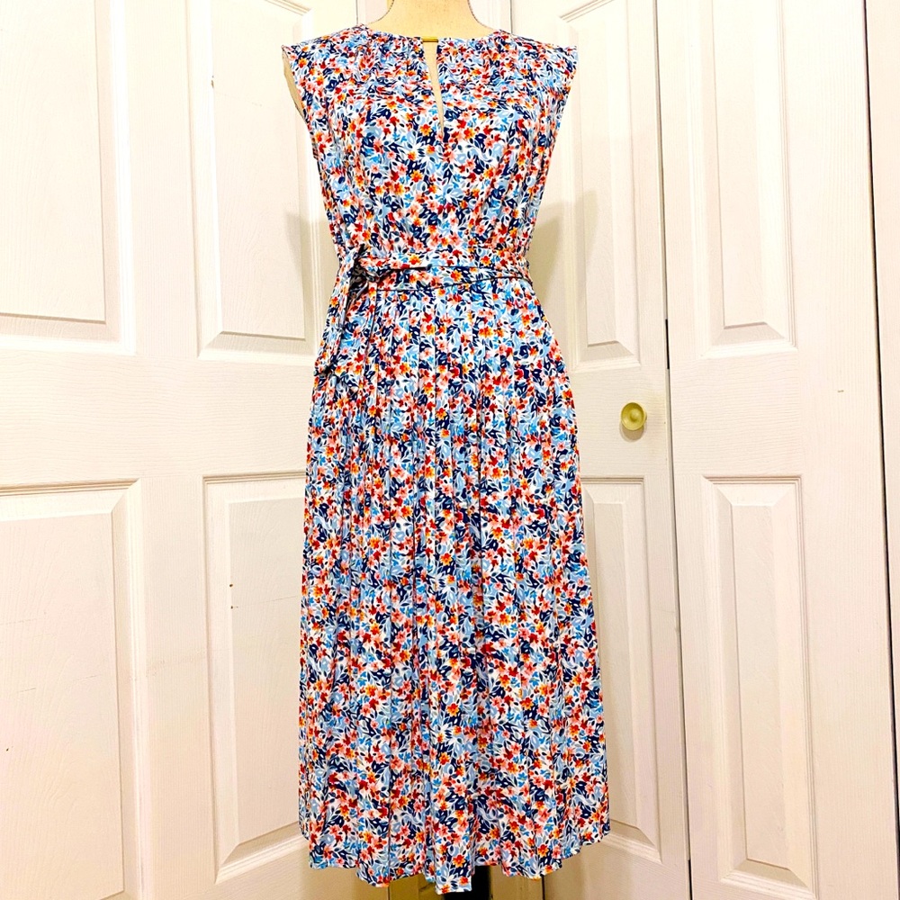 Loft pleated floral midi dress